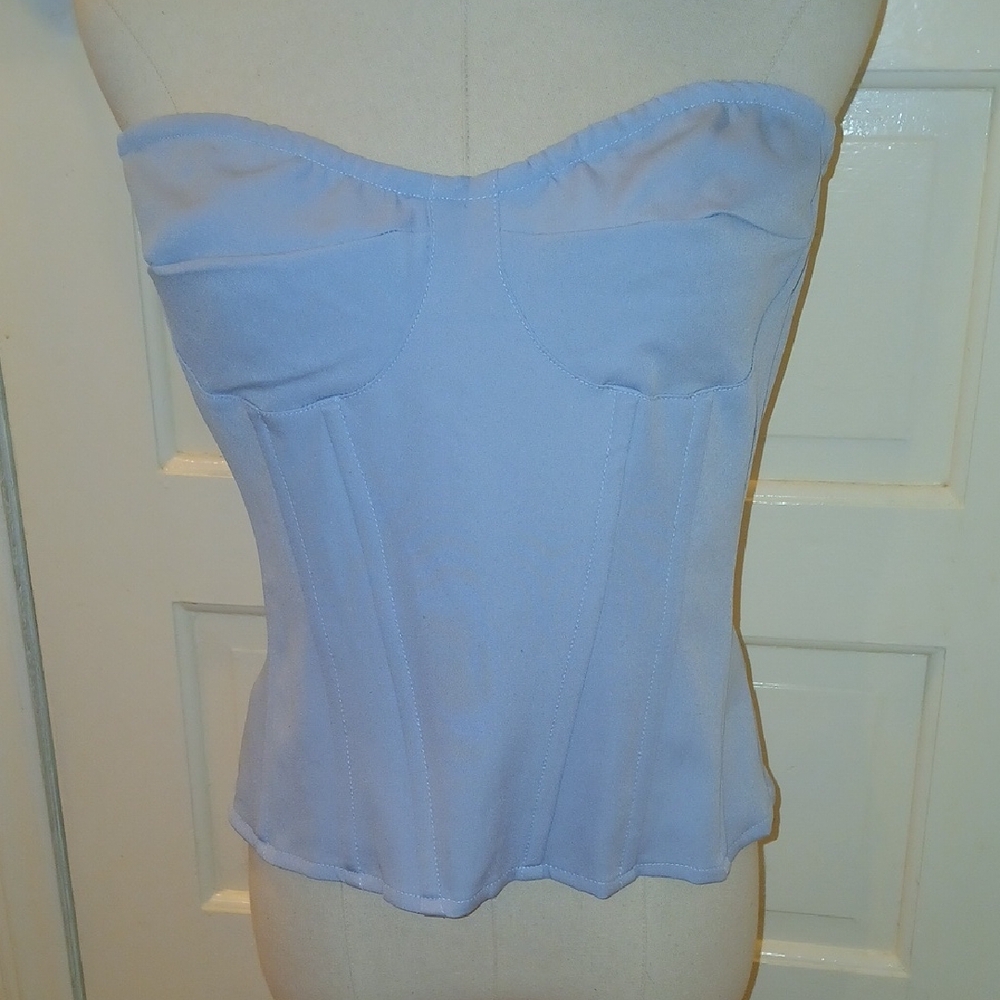 PrettyLittleThing Sky Blue Strapless Top